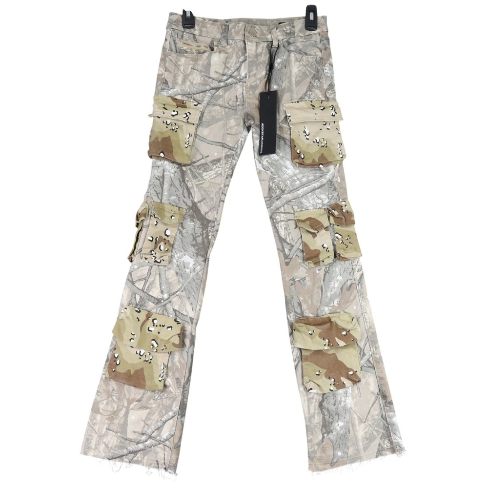 Rockstar Original Yves Tree‎ Camo Stacked Flare Cargo Jeans NWT Youth Size 12